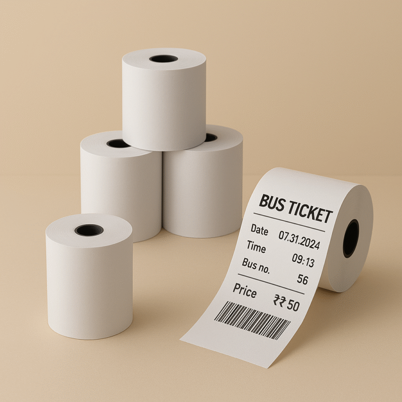 Bus Ticket Thermal Paper | ₹9.50 Per Piece / ₹4,750 Per Box (500 Nos)