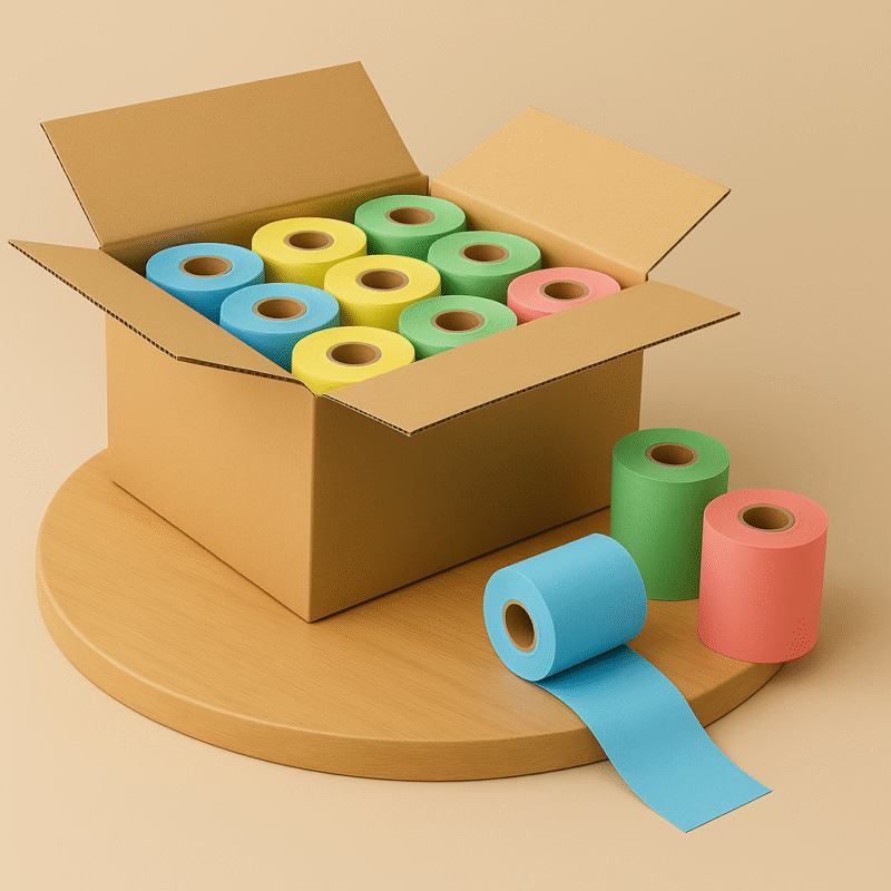 79mm x 50 Mtrs Coloured Thermal Paper Rolls | ₹53 per Piece / ₹6,360 per Box (120 Nos)